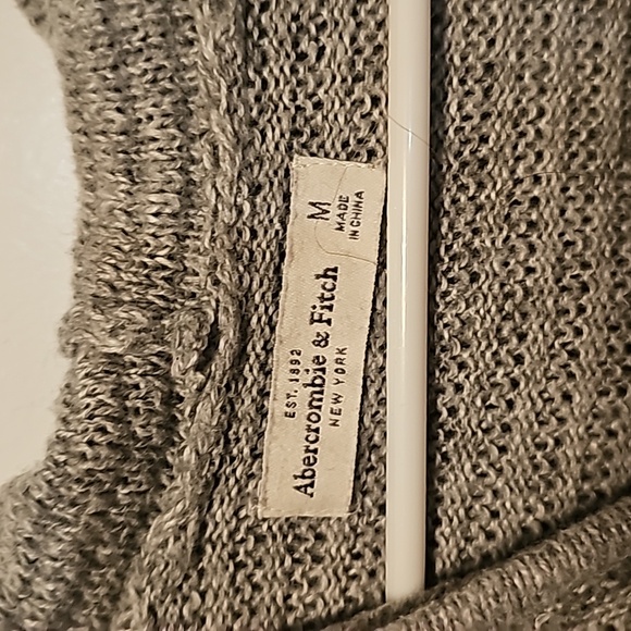 Abercrombie and Fitch Gray Knit Sweater with Hoodie - Picture 2 of 3
